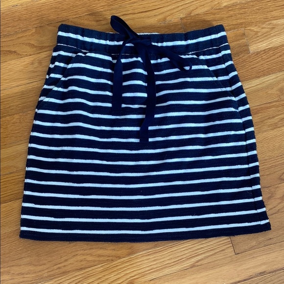 LOFT Blue and White Mini Pencil Skirt with Tie Front - Picture 1 of 3